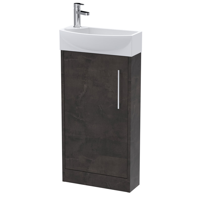 Juno 450mm Single Bathroom Vanity with Integrated Vitreous China Basin, Metallic Slate