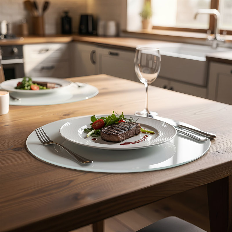 Harbour Housewares - Round Glass Placemats, White