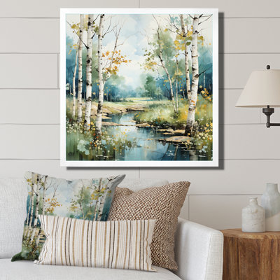 «Birch Woods Whispering Winds X», art mural encadré de bouleau
