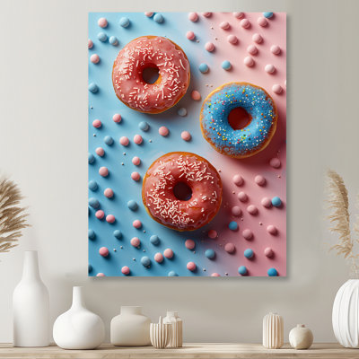 Delicious Pink And Blue Sparkle Donuts III - Food Donuts Wall Art Print