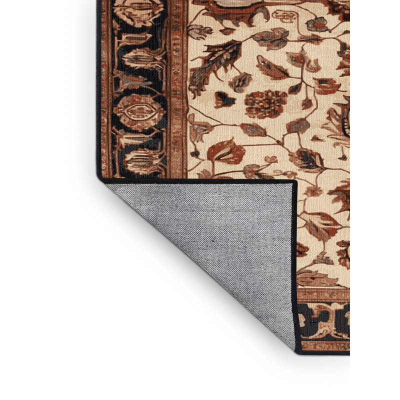 Tapis brun lavable à la machine, Rond 5 pi