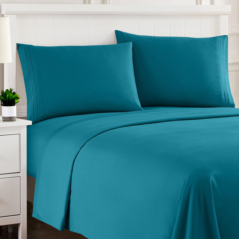 Luxurious Classic Soft Solid 1800 Series Microfiber Sheet Set, Various Colors and Sizes, Teal, Queen