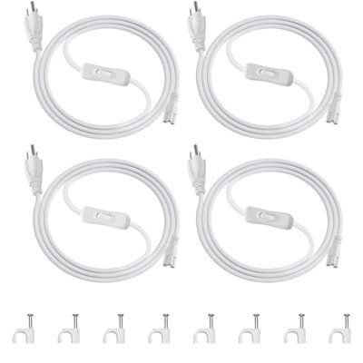 Cordon d'alimentation Barrina T8 Tx-s de 5 pi avec interrupteur marche / arrêt, fiche à 3 broches, extrémité femelle, câble d'alimentation avec prise pour luminaires / luminaires, 4 paquets