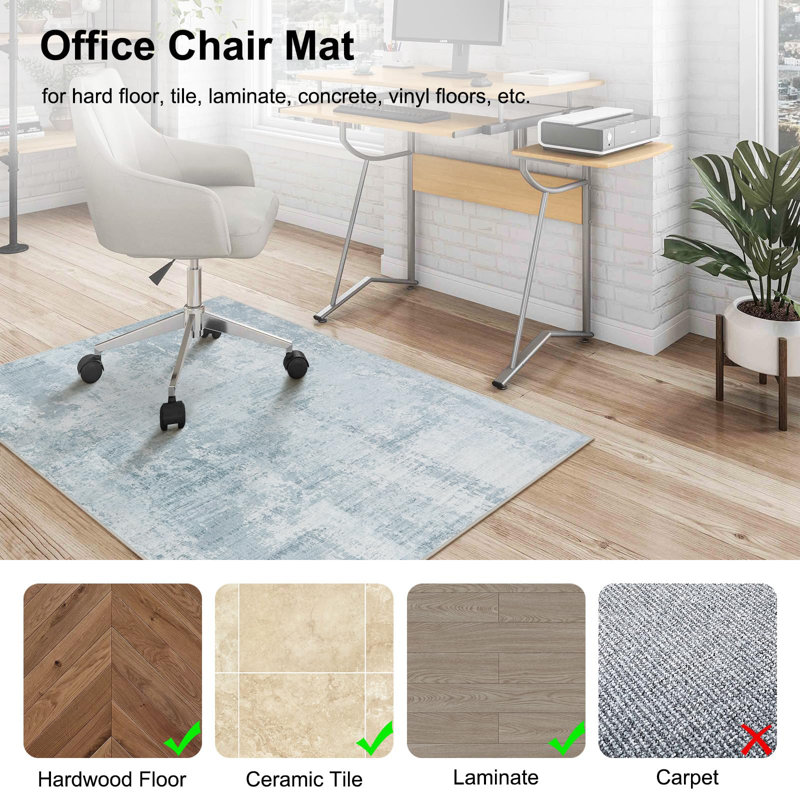 48"x60" Office Chair Mat for Hardwood & Tile Floors, Rolling Chair Protector, Easy to Clean, Gray