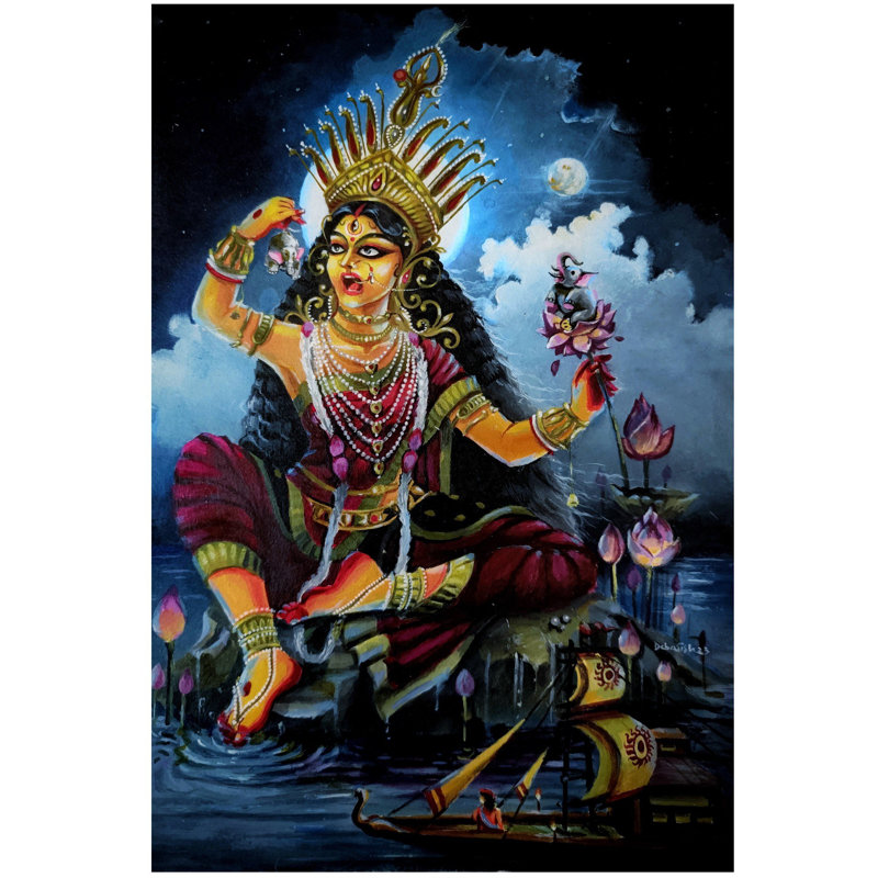 Kamini assis | Acrylique sur toile | Par Debasish Mazumder