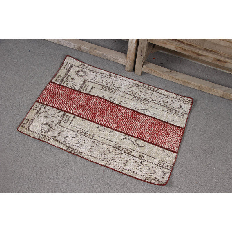 Tapis turc antique de conception antique en rouge et beige avec un motif Oushak pour le vestibule et la décoration intérieure