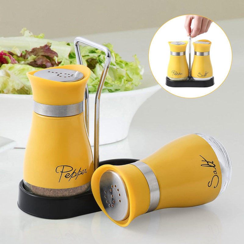 Ensemble de 2 salières et poivrières en acier inoxydable jaune