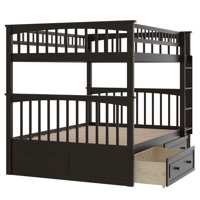 Full over Full Bunk Bed with Drawers,Convertible Beds