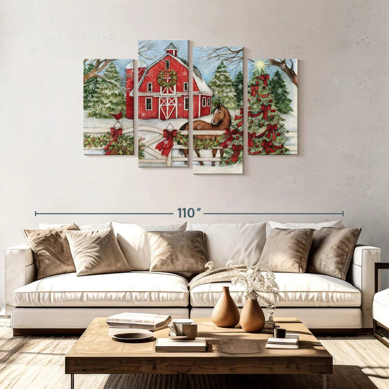 Lelend Winter Barn Horse, 48"H x 75"W