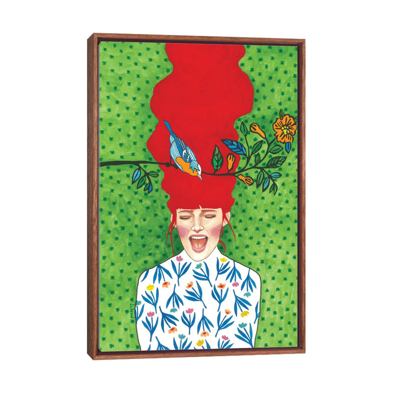 «Lost in the Moment» par Hülya zzdemir - impression d'art graphique, Toile avec cadre en bois brun
