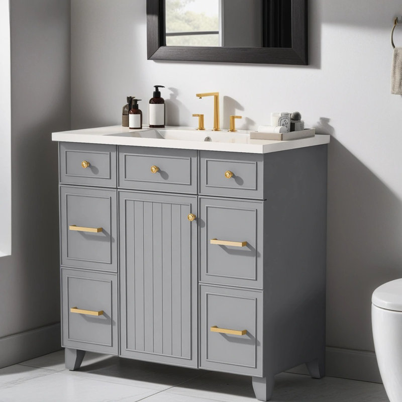 Meuble-lavabo simple avec plateau Hypatos 36,03, Gris