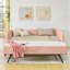 Lit de jour double avec lit gigogne escamotable simple, canapé-lit capitonné, tissu Boucle, sièges confortables et élégants-869405686-869405685