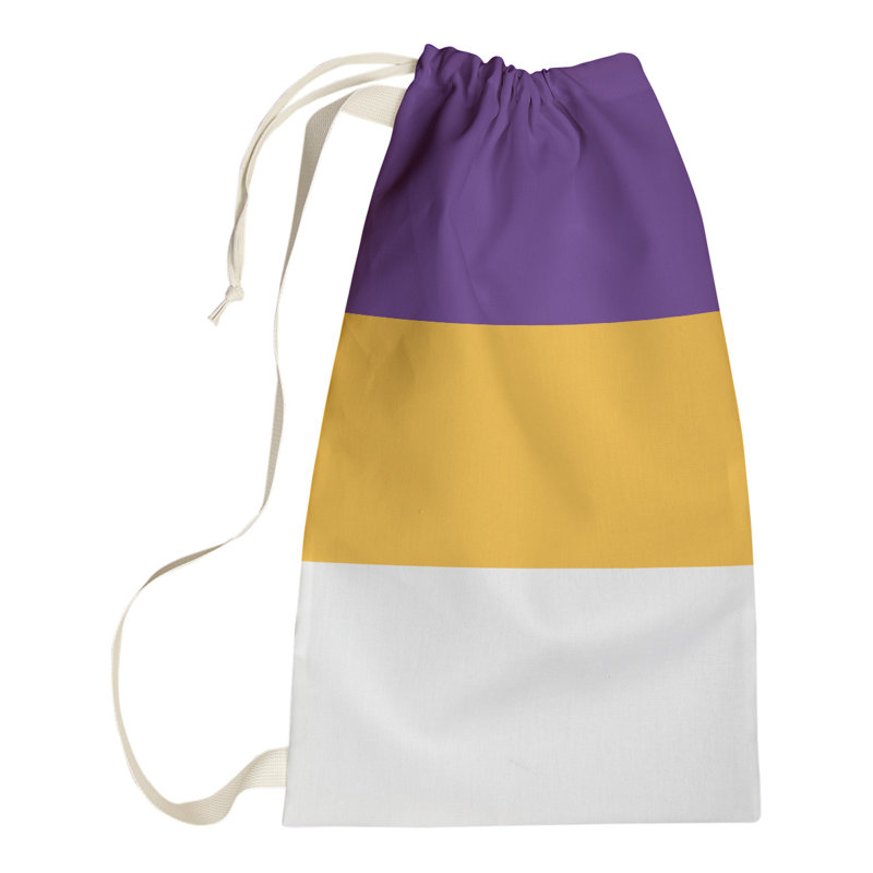 Los Angeles LA Fabric Laundry Bag with Handles, Purple/Gold/White, Large ( 36" x 28" x 1.5")