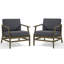 Chaise longue d'extérieur en bois de teck avec coussin et accoudoirs Clinkscales-114983510-114983511