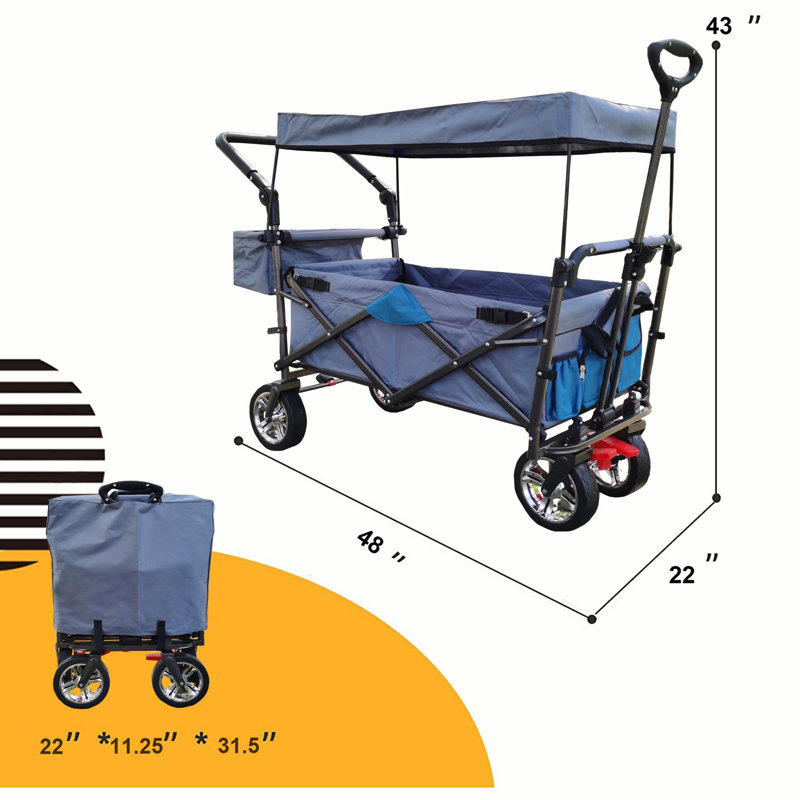 Push & Pull Utility Folding Wagon With Removable Canopy