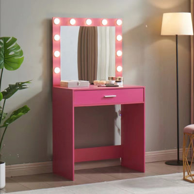 Leeandrew Vanity Desk with Drawers, Cabinet, Stool & Charging Ports by Ebern Designs