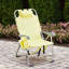 Chaise de plage en aluminium jaune souple avec revêtement en polyester 600D, dossier réglable et capacité de charge de 100 kg