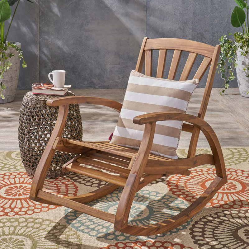 Chaise berçante d'extérieur en bois d'acacia, Gris