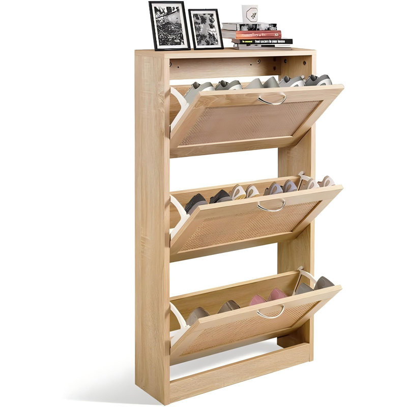 Rattan 3 Tier Shoe Storage