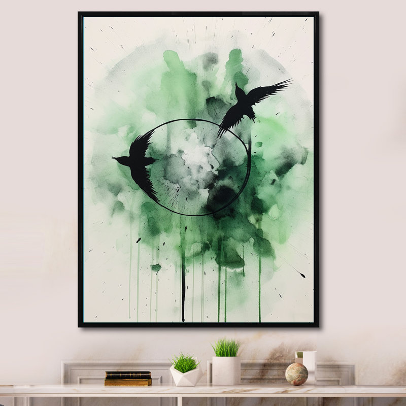 Mystic Ravens II - imprimé, Cadre flottant noir, 44" H x 34" W