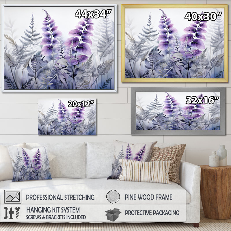 Ferns Violet Dream II - imprimé, Toile tendue, H 30 po x l 40 po x P 1,5 po