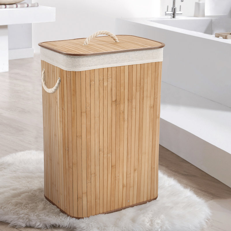 Bamboo Laundry Hamper with Handles, Natural