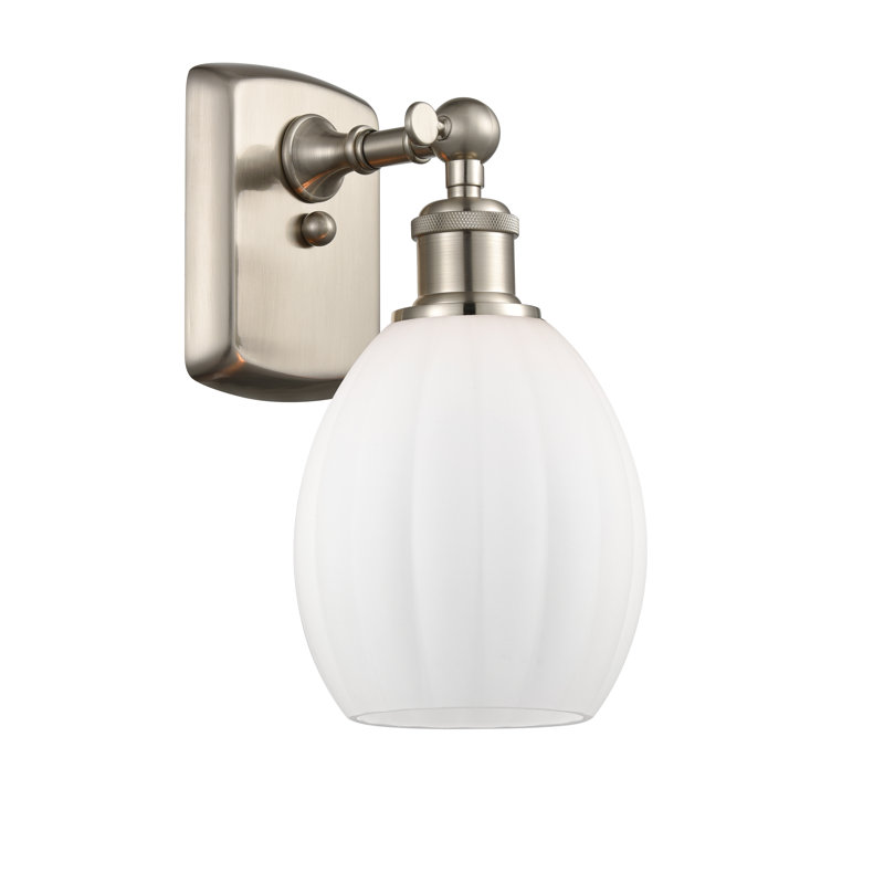 Bolduc Armed Sconce, Brushed Satin Nickel, Incandescent, Matte White