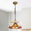 Luminaire suspendu baroque en verre coloré à 1 lumière à intensité variable