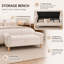 Banc de rangement avec repose-pieds, beige