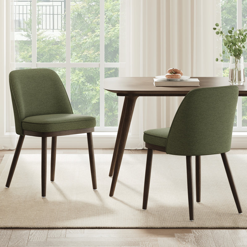 Chaise rembourrée en bois massif, Vert foncé