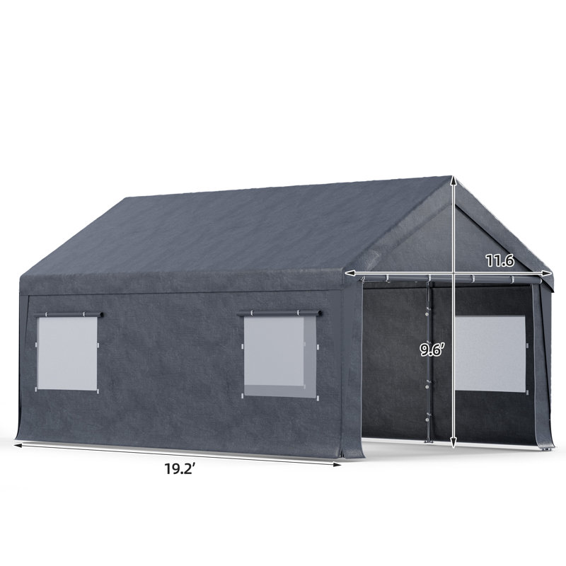 12 pi L 20 pi. D Abri d'auto portatif robuste, Gris