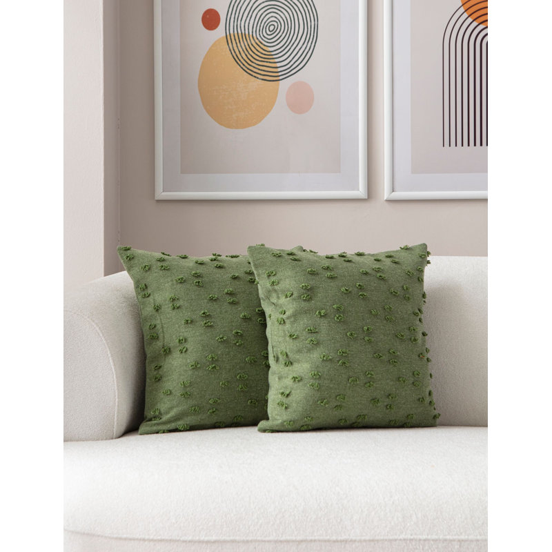 Ensemble de housse de coussin vert doux (2 pièces), 16,9 po x 16,9 po | Tissu 100% polyester, lavable à la machine | Housses de coussin décoratives durables et élégantes pour la maison, le salon et la chambre à coucher