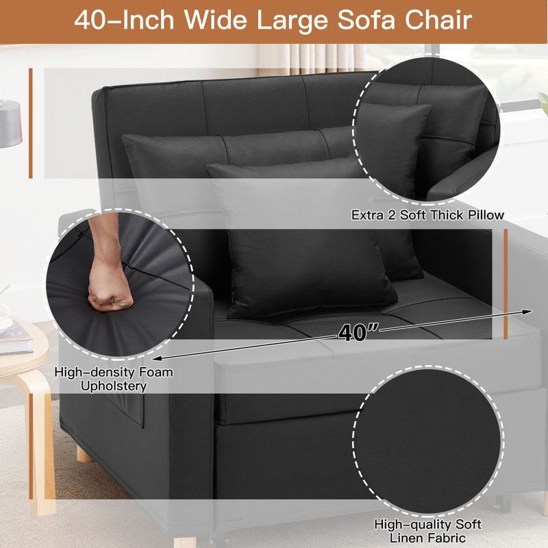 Seamus Upholstered Accent Chair, Black Faux Leather