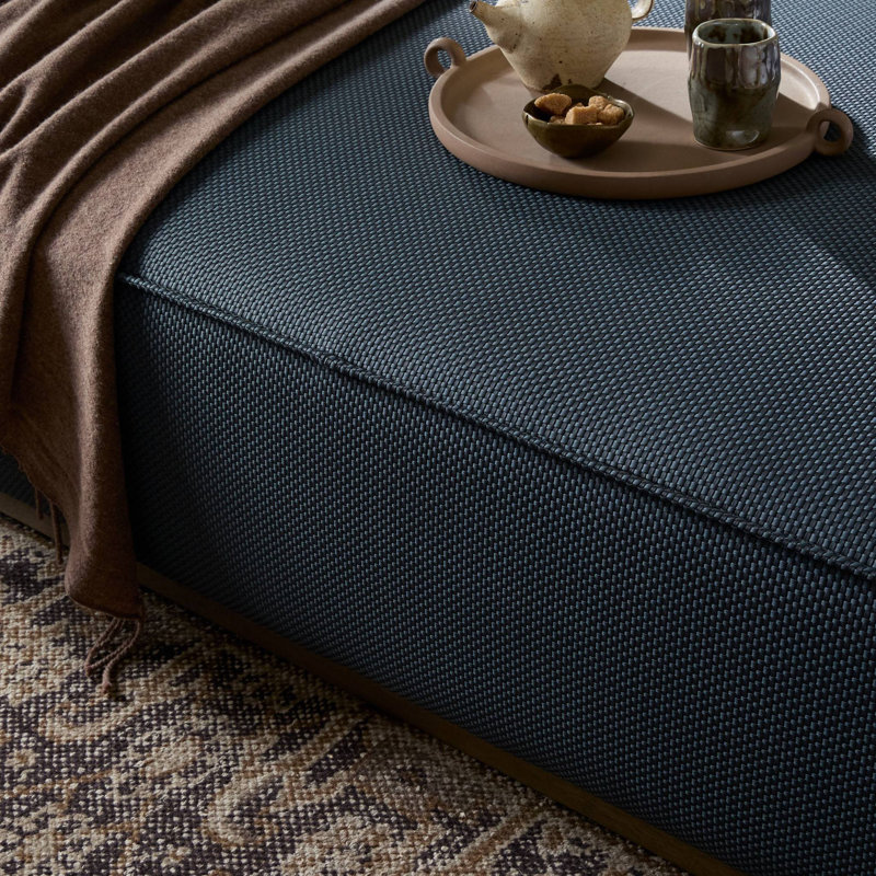 Repose-pieds Audrianne, Similicuir Fresno cobalt