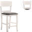 2 chaises de hauteur comptoir en bois massif blanc avec siège rembourré en tissu gris dans des chaises de style contemporain, 2, siège blanc / gris, design moderne