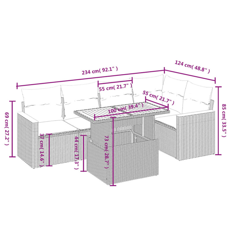 Ensemble de canapé de jardin Vidaxl gris