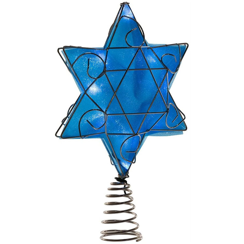 12.4" Blue and Silver Plastic Hanukkah Star Tree Topper
