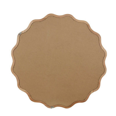 30 Inch Wavy Round Solid Wood Frame Decorative Mirror for Home