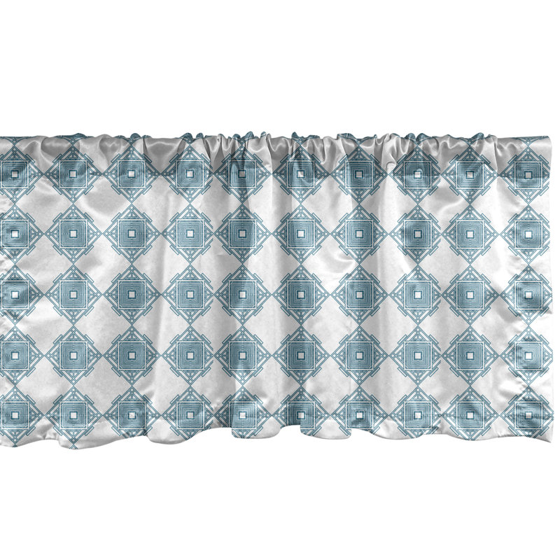 Cantonnière Ambesonne, paquet de 2 carrés entrelacés bleu pâle et blanc, L 54 po x L 18 po