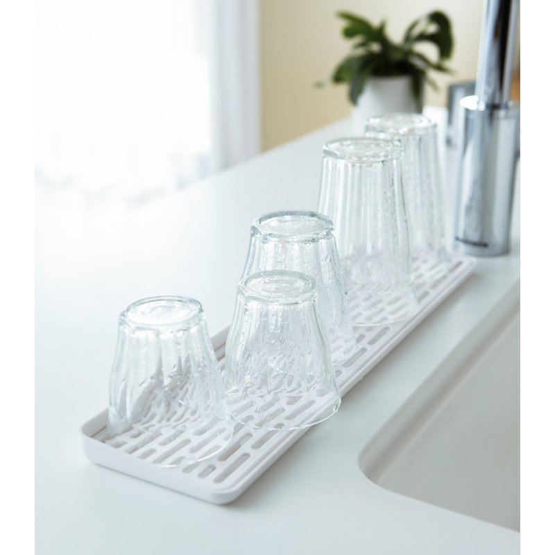 White Plastic Sink Side Glass Drainer Tray