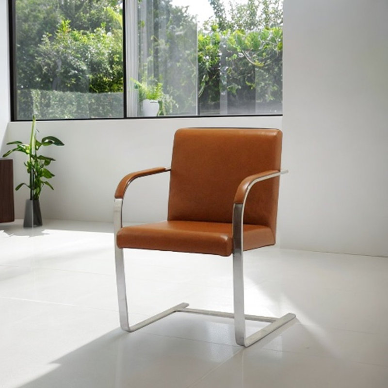 Chaise avec accoudoirs en cuir