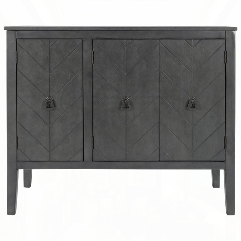 Buffet de rangement rétro avec 3 poignées en métal, Noir