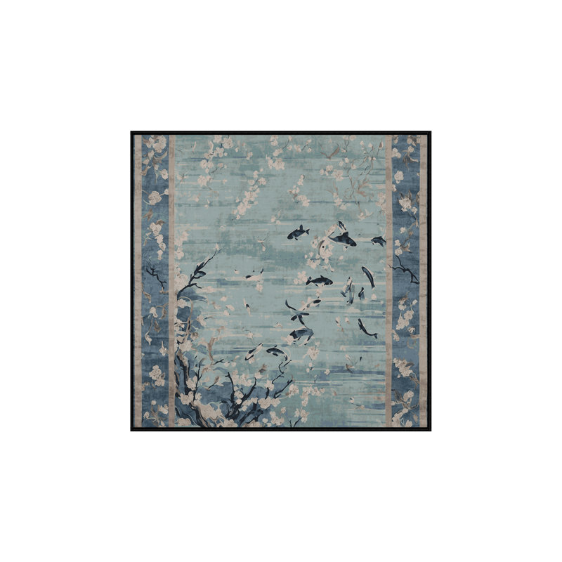 Machine Washable Gray Area Rug, Square 3'