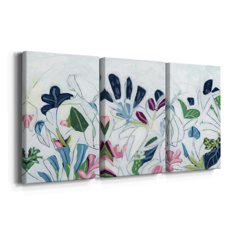 Tropical Trace III - Toile tendue avec châssis sur mesure - 3 pièces, H 27 po x l 54 po