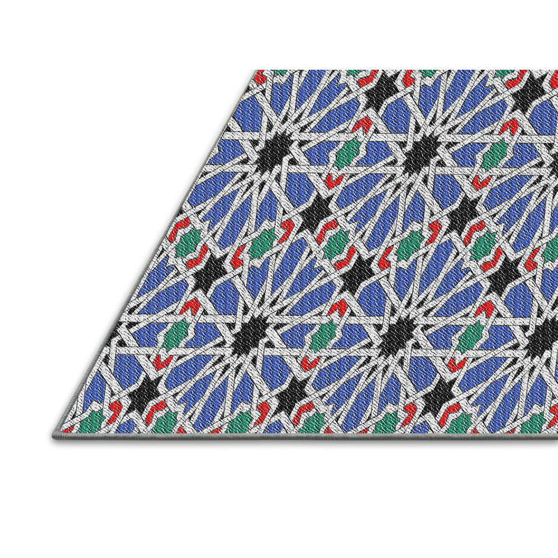 Bleu Tapis décoratif santistevan, Rectangle 8 pi x 10 pi