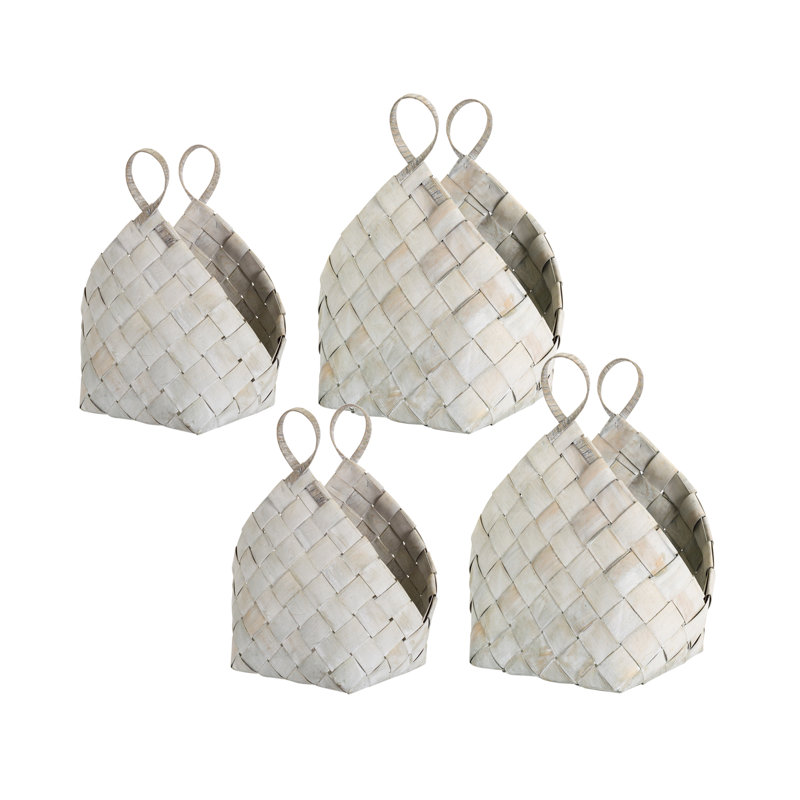 Ensemble de paniers 4 pièces en rotin, Blanc