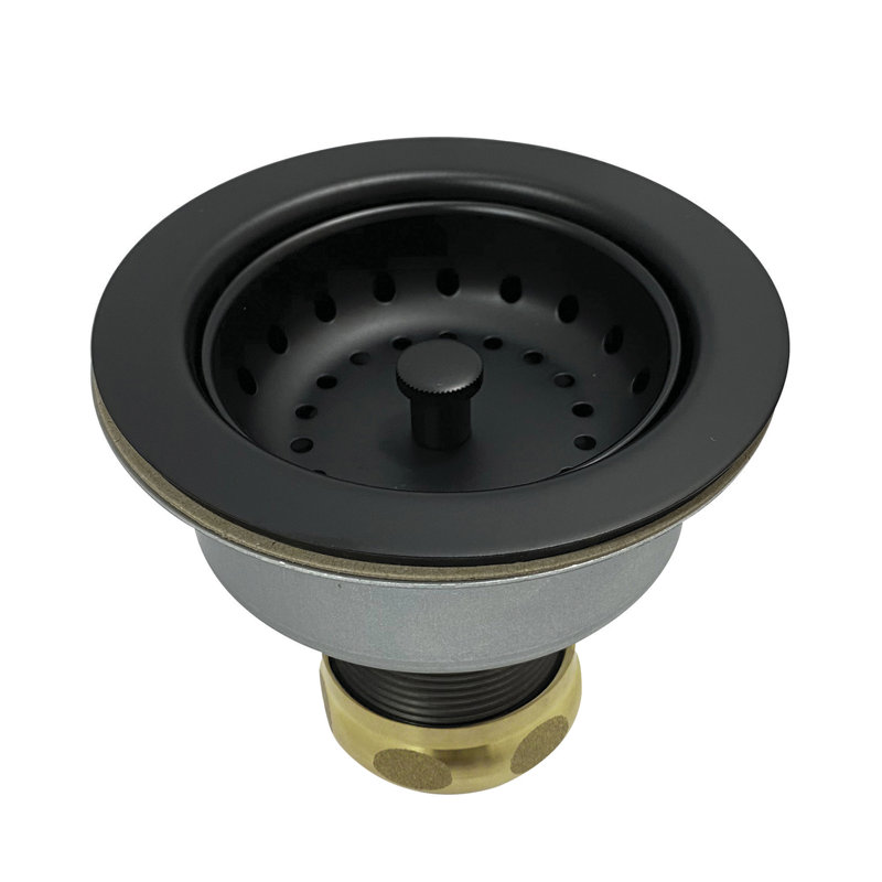 Kingston Brass Tacoma 3-1/2 Inch Kitchen Sink Basket Strainer Only, Matte Black