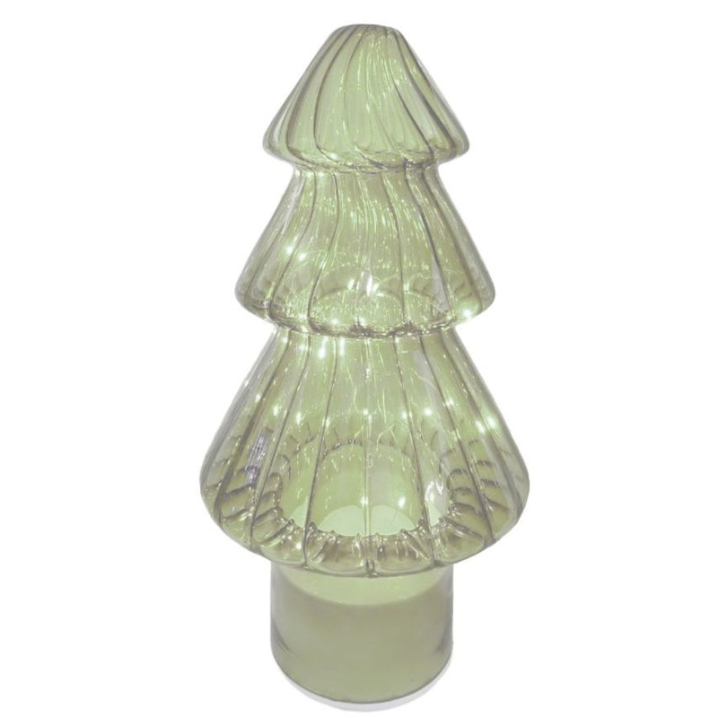 12" IVORY GLASS LIGHT-UP REVOLVING CHRISTMASS TREE