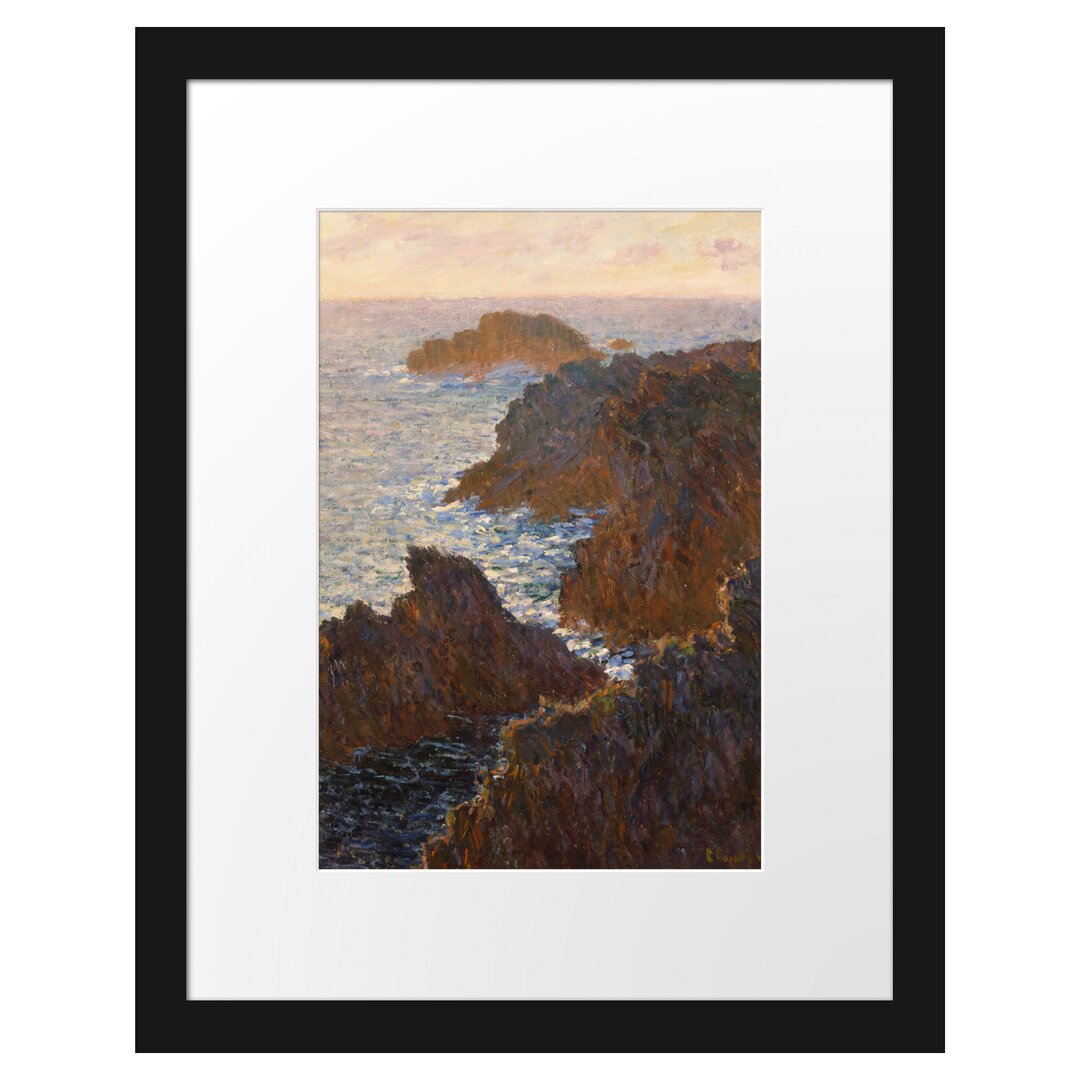 Claude Monet - Felsen In Belle-Ile Port-Domois - Im Bilderrahmen Mit Galerie-Passepartout