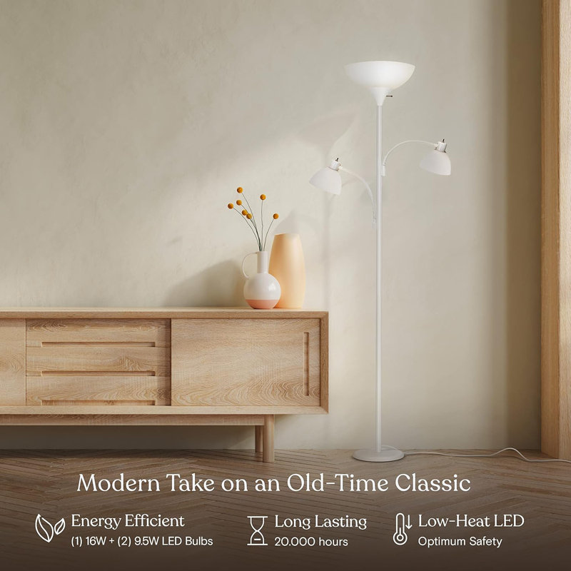 Lampe sur pied Dome Double Led, Blanc